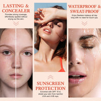 HEXIN TLM Color Changing Foundation, Colour Changing Foundation for Mature Skin, Long Lasting Waterproof Makeup Base Nude Face Cover Concealer Cream SPF (30 ml,2 Pack)