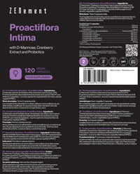Proactiflora Intima – with D-Mannose, Cranberry & 5 Probiotic Strains – 120 Vegan Capsules, No Additives, Non-GMO, Gluten-Free, Lactose-Free, Soy-Free – Zenement