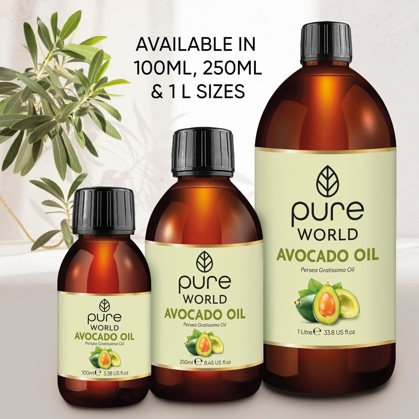 Pure World Avocado Oil 100ml 100% Pure and Natural Cold Pressed Premium Quality Avocado Oil Skin, Edible