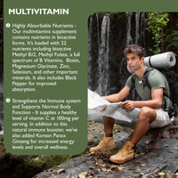 Barefoot Nutrition - Optimum Multivitamin & Mineral Supplement, Bioactive High Strength Formula with Vitamin C Complex, Superior Absorption for Immune Support - 60 Vegan Capsules