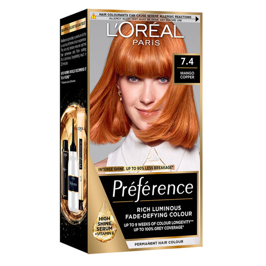 L'Oreal Paris Preference Hair Dye, Luminous Permanent Rich Hair Colour, Long Lasting Brilliance, Achieve Radiant, Salon-Inspired Results, Shade: 74, Dublin