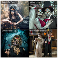 HAMOOM 8 Pack Halloween Face Temporary Tattoos Sugar Skull Floral Skeleton Web Red Roses Face Stickers Day of the Dead Make Up Stickers for Masquerade Carnival Cosplay Party