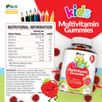 Multivitamin for Kids (5+) - 120 Vegan Gummies - 4 Month Supply - Tasty Strawberry Flavour - Kids Vitamins Including C, D & B12 - Made in The UK by Nu U Nutrition