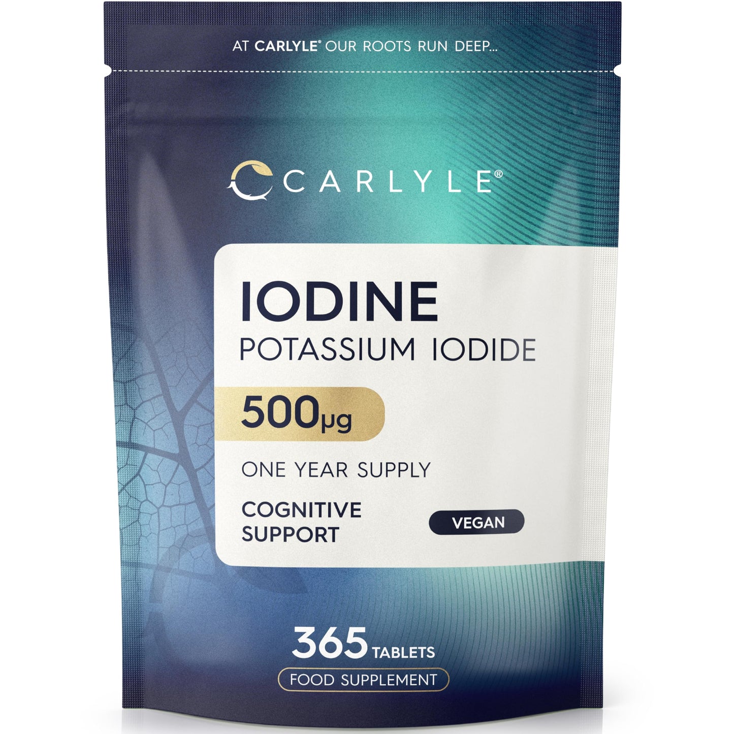 Iodine Tablets 500mcg | 365 Vegan Tablets - 1 Year Supply | High Strength Potassium Iodide Supplement | Trace Mineral | Carlyle