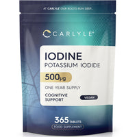 Iodine Tablets 500mcg | 365 Vegan Tablets - 1 Year Supply | High Strength Potassium Iodide Supplement | Trace Mineral | Carlyle