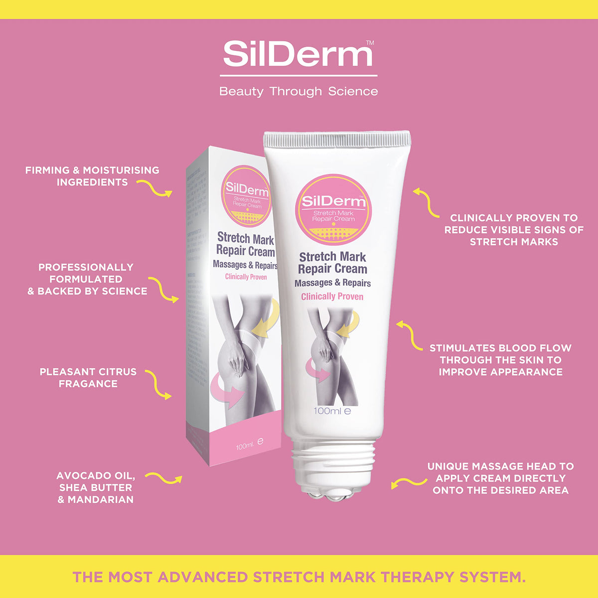 SilDerm Stretch Mark Cream - 100ml - Firming Stretch Mark Lotion for Body & Tummy - Stretch Mark Butter Balm for Men & Women - Butter Moisturiser - Natural Stretching Treatment