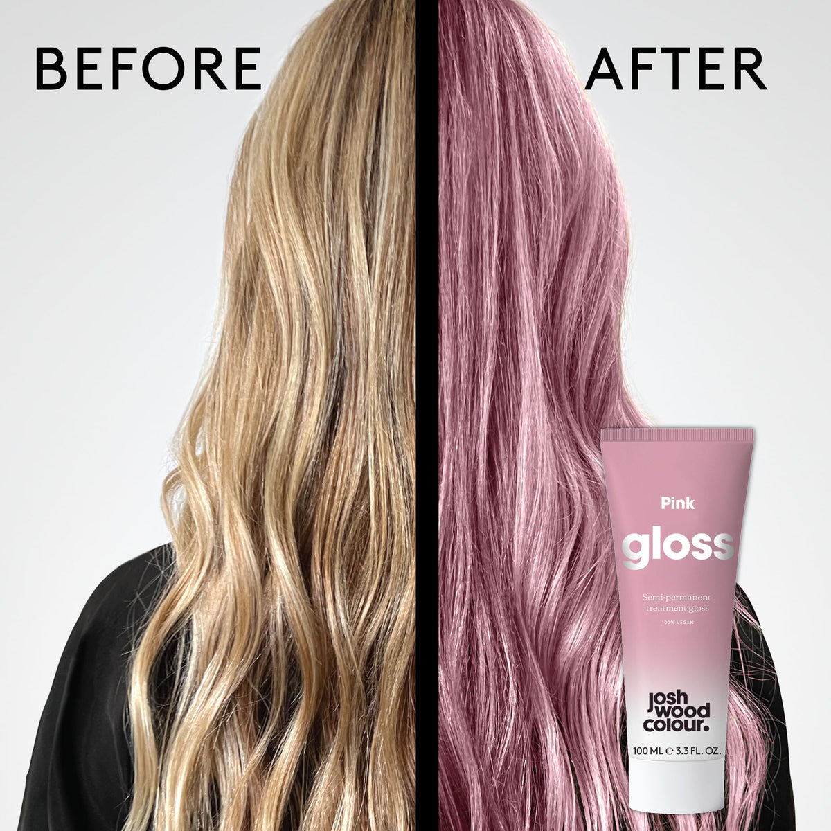 Josh Wood Colour Josh Wood Hair Gloss (Pink) - Semi-permanent gloss refreshes and conditions hair colour - Lasts up to 6 washes - 100% Vegan - Cream (100ml)
