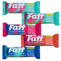 Fatt Keto Snack Bars - Variety Pack - 5 x 30g - 4 Flavours - 2-3g Carbs - 100% Natural Snacks - Low Carb, Low Sugar, High Prebiotic Fibre, Vegan & Sweetener Free - FattBar