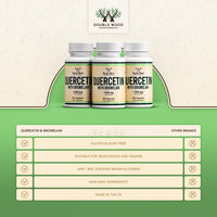 Double Wood Supplements Double Wood Quercetin 1000mg with Bromelain 200mg – 90 Vegan Capsules (30 Day Supply) – Immune Support, Antioxidant, Respiratory, Mucus & Allergy Relief – Non-GMO, UK Made