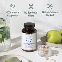 Vital Haven Magnesium Supplement - Citrate + Glycinate + Taurate with Vitamin B6 and BioPerine - 2 Capsules - UK Made