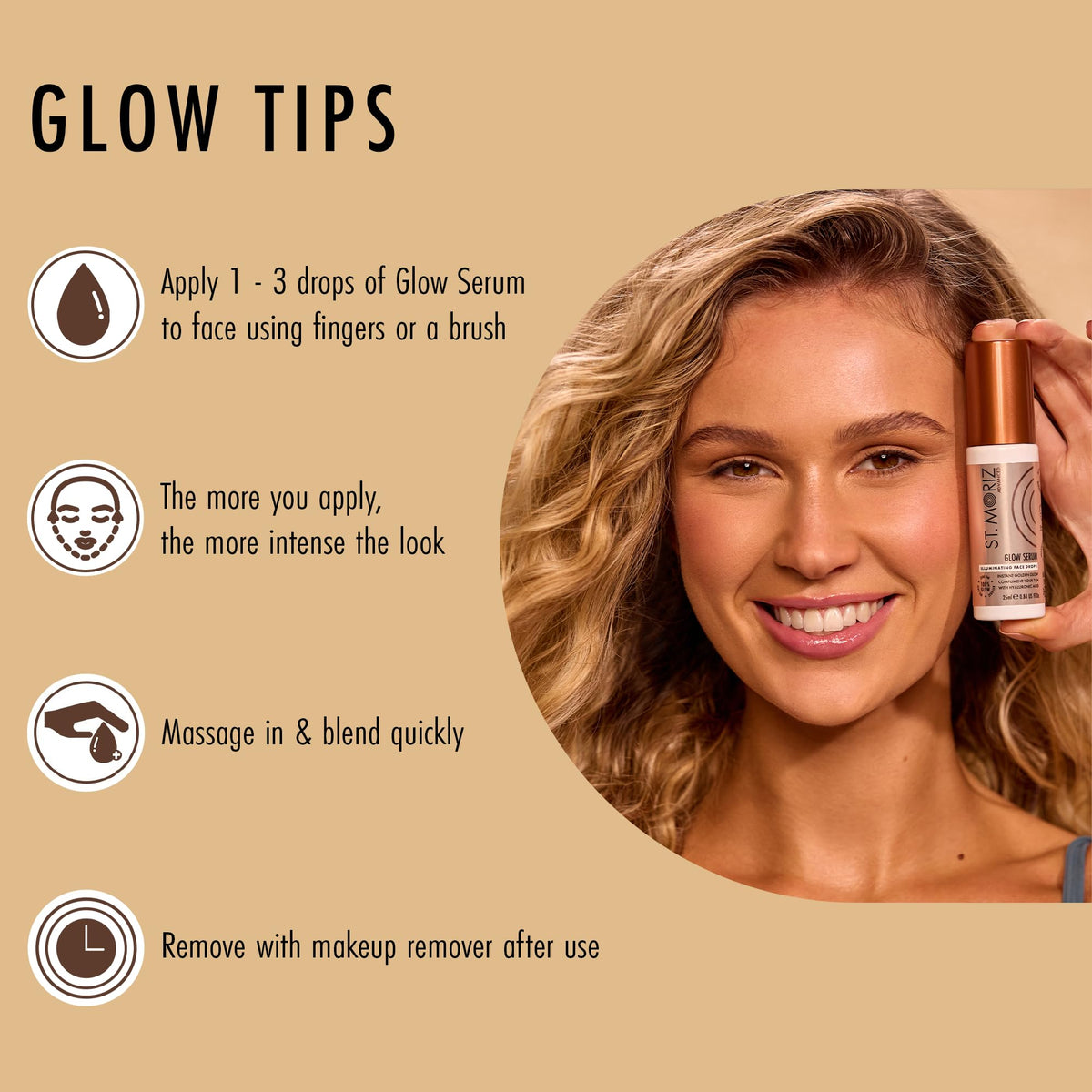 ST. MORIZ St Moriz Advanced Glow Serum Illuminating Face Drops | Illuminating Face Serum with Hyaluronic Acid | For an Instant Golden Glow & Radiant Complexion | Natural Glow Enhancer for Dewy Glass Skin | 25ml
