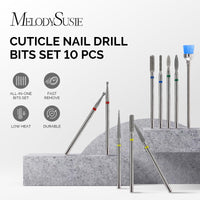 MelodySusie MELODYSUSIE Nail Drill Bits Set Diamond Metal Professional 3/32 Inches, for Acrylic Nails and Electric Nail Files Drill Machine Manicure Pedicure Home Salon Use, 10pcs (Sliver)