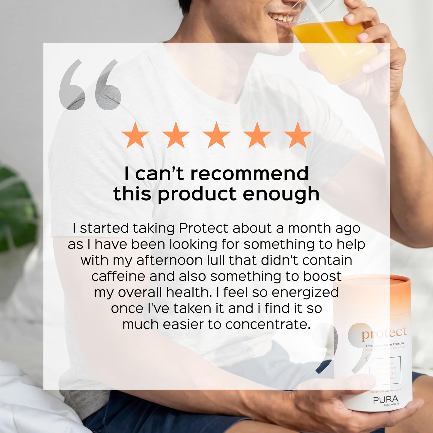 Pura Collagen Protect Collagen Powder | 5,000mg Bovine Collagen Peptides with Vitamin C, D3, B12, Zinc & Iron | Immune Support with Ginger Root Extract – 28 Servings, 284g