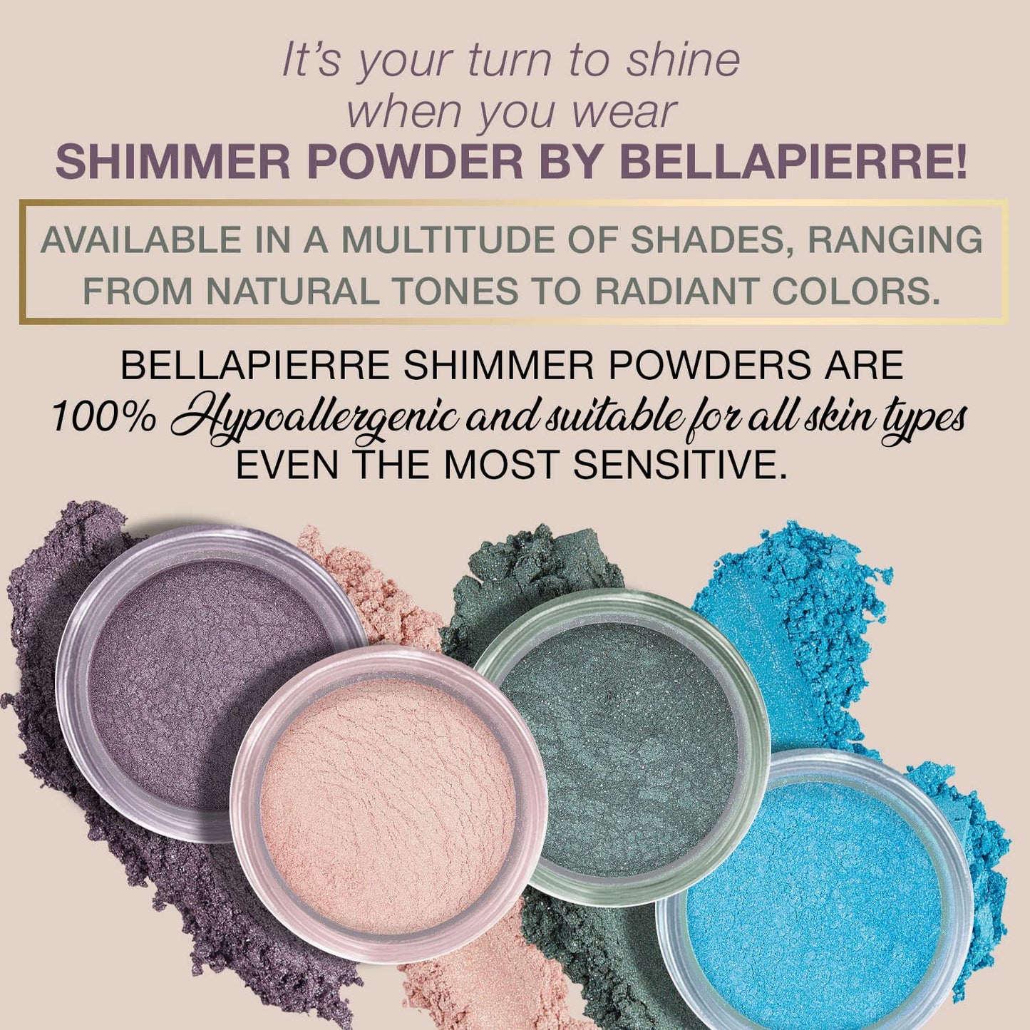 bellapierre Shimmer Powder | Vegan & Cruelty-Free Eyeshadow | Non-Toxic & Paraben-Free | 2.35g - Beige