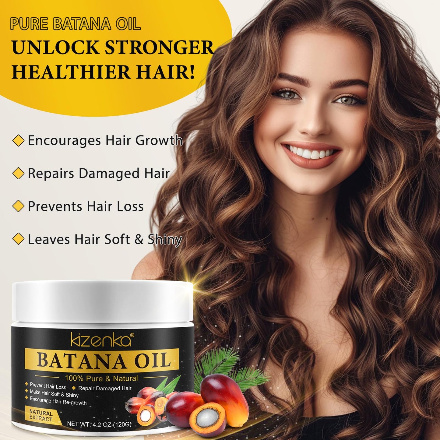 Generic Batana Oil for Hair Growth, 100% Pure Unrefined Batana Promotes Hair thickness, Repairs Damaged Hair & Skin, Reduces Hair Loss, Batana Oil for Healthier Fuller Hair (Black)