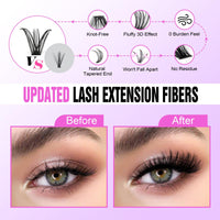 Pawotence Eyelash Extension Kit Cluster Lashes Individual Cluster 9-16mm Lash Extension Kit with Lash Bond and Seal, Lash Tweezers for Self Use,280pcs Individual Eyelashes Kit (30D-40D KIT)