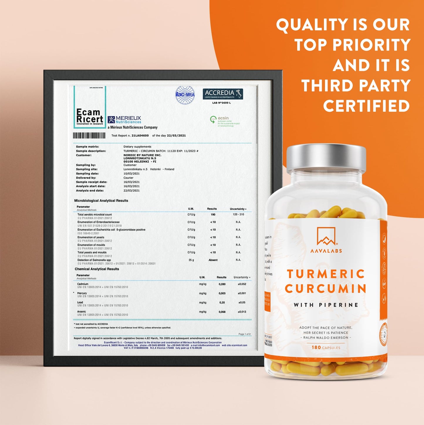 AAVALABS Turmeric and Black Pepper Capsules [ 600 Mg ] - 180 Vegan Turmeric Capsules - 95% Curcumin Extract & Piperine - Tumeric Supplements with Black Pepper High Strength - Non-GMO - 3rd Party Tested