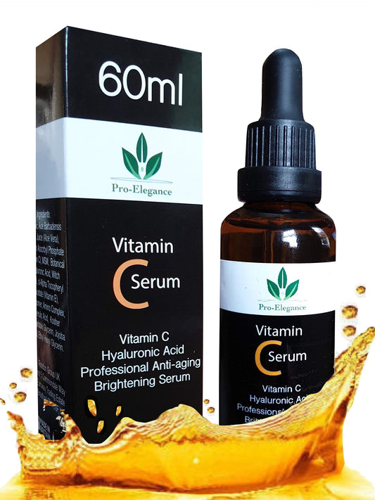 Pro-Elegance Vitamin C Serum for Face & under eyes 20% 60ml with Hyaluronic Acid Liposome Vitamin E for Anti wrinkle Anti ageing Dark Circles Fine Lines Acne Sun damaged Skin