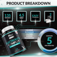 Nu U Nutrition - Electrolytes Complex - 270 Vegan Unflavoured Tablets with Sodium, Potassium, Magnesium & Calcium Phosphate - Suitable for Carnivore & Paleo Diet - Made in the UK