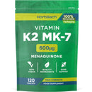 Vitamin K2 MK7 600mcg | 120 Tablets | High Strength Vitamin K2 Menaquinone MK-7 Supplement | Suitable for Vegans | Letterbox Friendly Packaging | by Horbaach