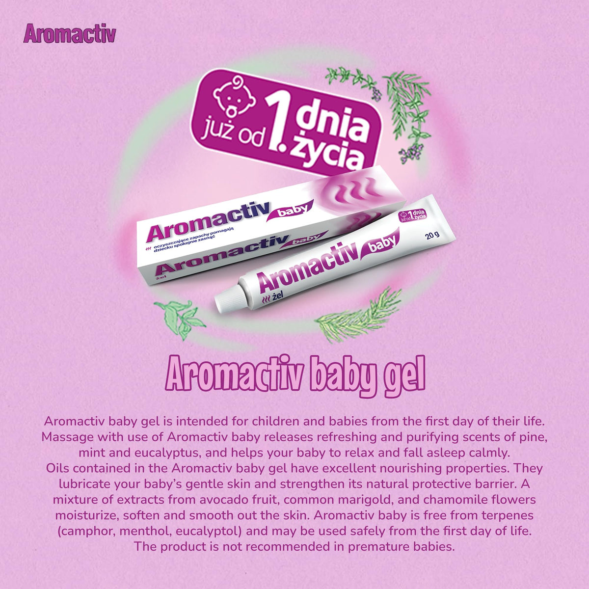 Aflofarm AROMACTIV Baby gel - 20 g - helps you fall asleep and soothes irritation, it is recommended for the care of children's skin from the first day of life.