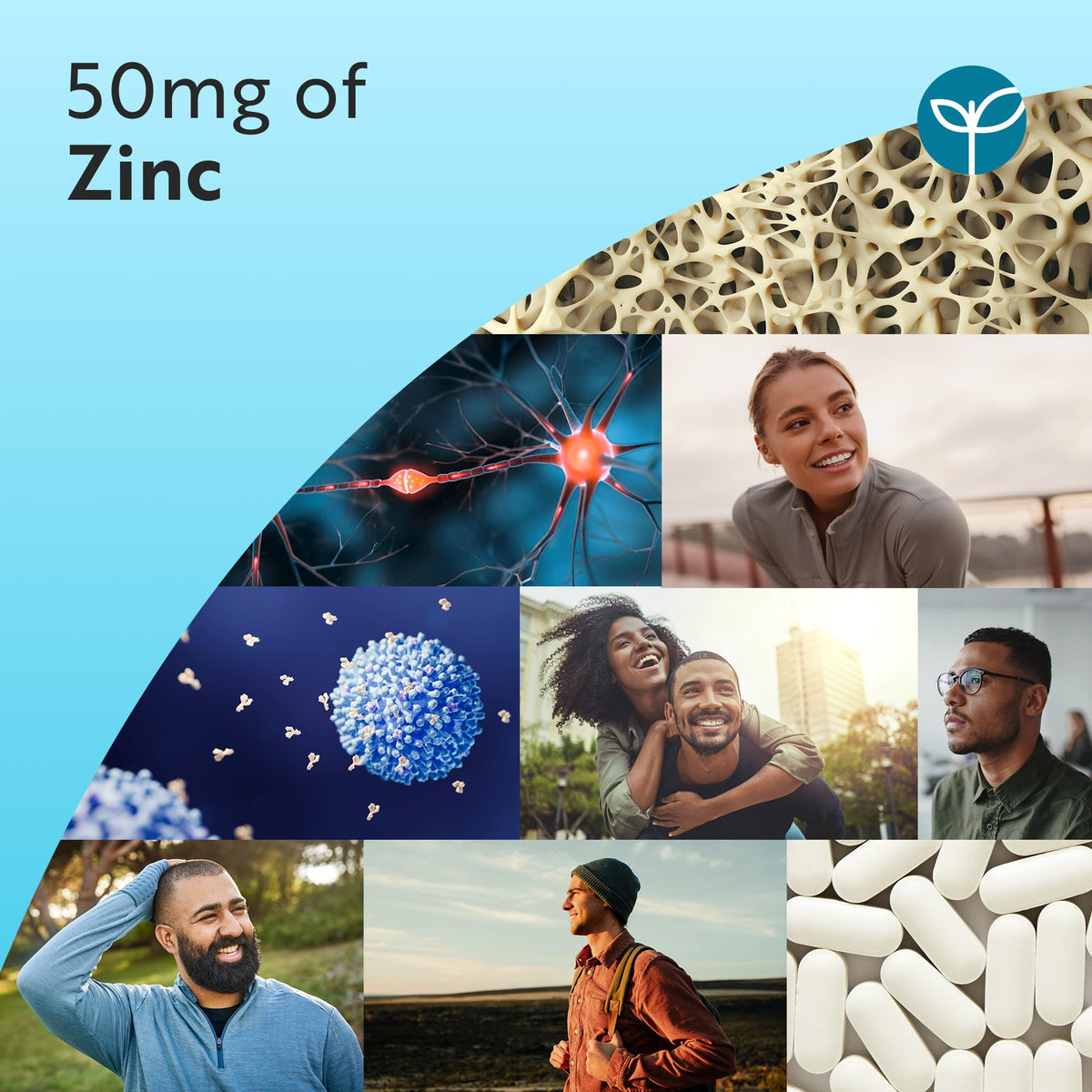 Nutravita Zinc Tablets 50mg – 120 High Strength Vegan Tablets (4 Months Supply) – Highly Absorbable Zinc Supplements for Maintenance of Normal Immune System, Bones, Hair, Skin & Nails – Made in UK