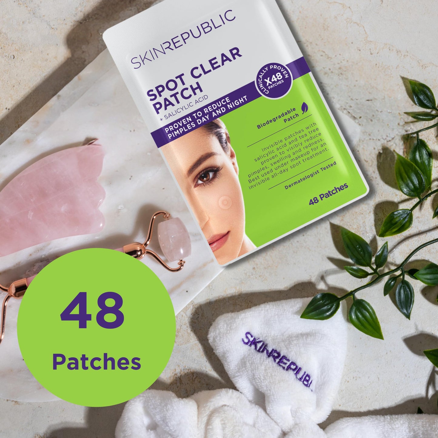 Skin Republic Face Spot Clear Patches (48 x Patches) | Acne Treatment with Salicylic Acid | Clears Spots, Blemishes And Pimples Overnight