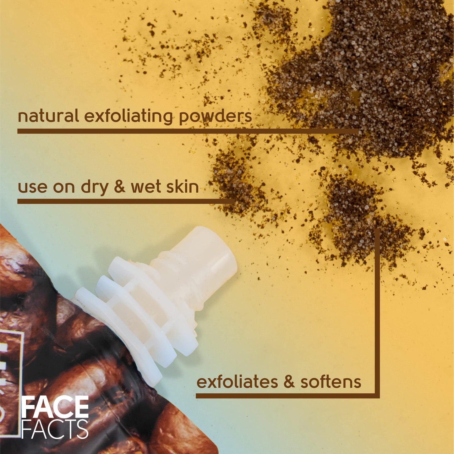 Face Facts Coffee Dry Exfoliating Scrub | 99% Natural | Removes Dirt + Impurities | Smooth + Glow | Vegan | 50g