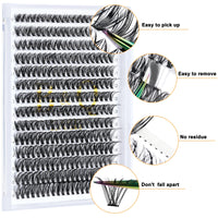 B&Qaugen 280Pcs Cluster Lashes D Curl 40D Mix 9-16mm Lashes Individual Cluster Eyelashes Individual Lash Clusters Extensions DIY Lash at Home (40D-0.07D-9-16mix)