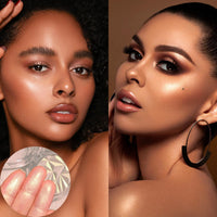 LYNTYAOU Highlighter Powder Makeup Palette, Face Highlighter Palette, Long Lasting Lightweight Shimmer Colors for Highlighting and Contouring, Diamond Shine Highlighter (Golden)