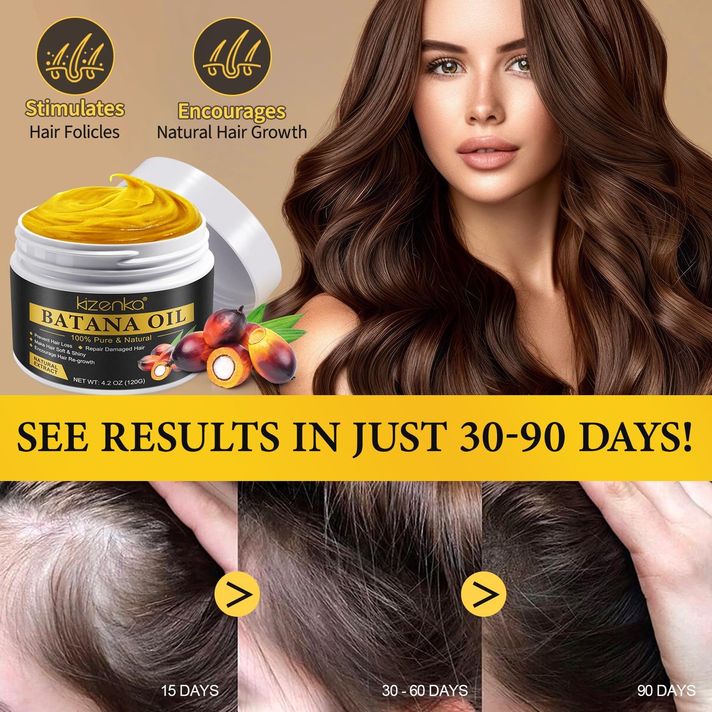 Generic Batana Oil for Hair Growth, 100% Pure Unrefined Batana Promotes Hair thickness, Repairs Damaged Hair & Skin, Reduces Hair Loss, Batana Oil for Healthier Fuller Hair (Black)