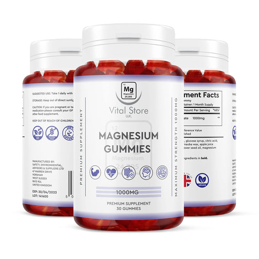 Magnesium Gummies 1000MG - Vegan 1 Month Supply - Berry Flavour - High Strength Magnesium Gummies - Magnesium Supplements, 30 Count (Pack of 1)