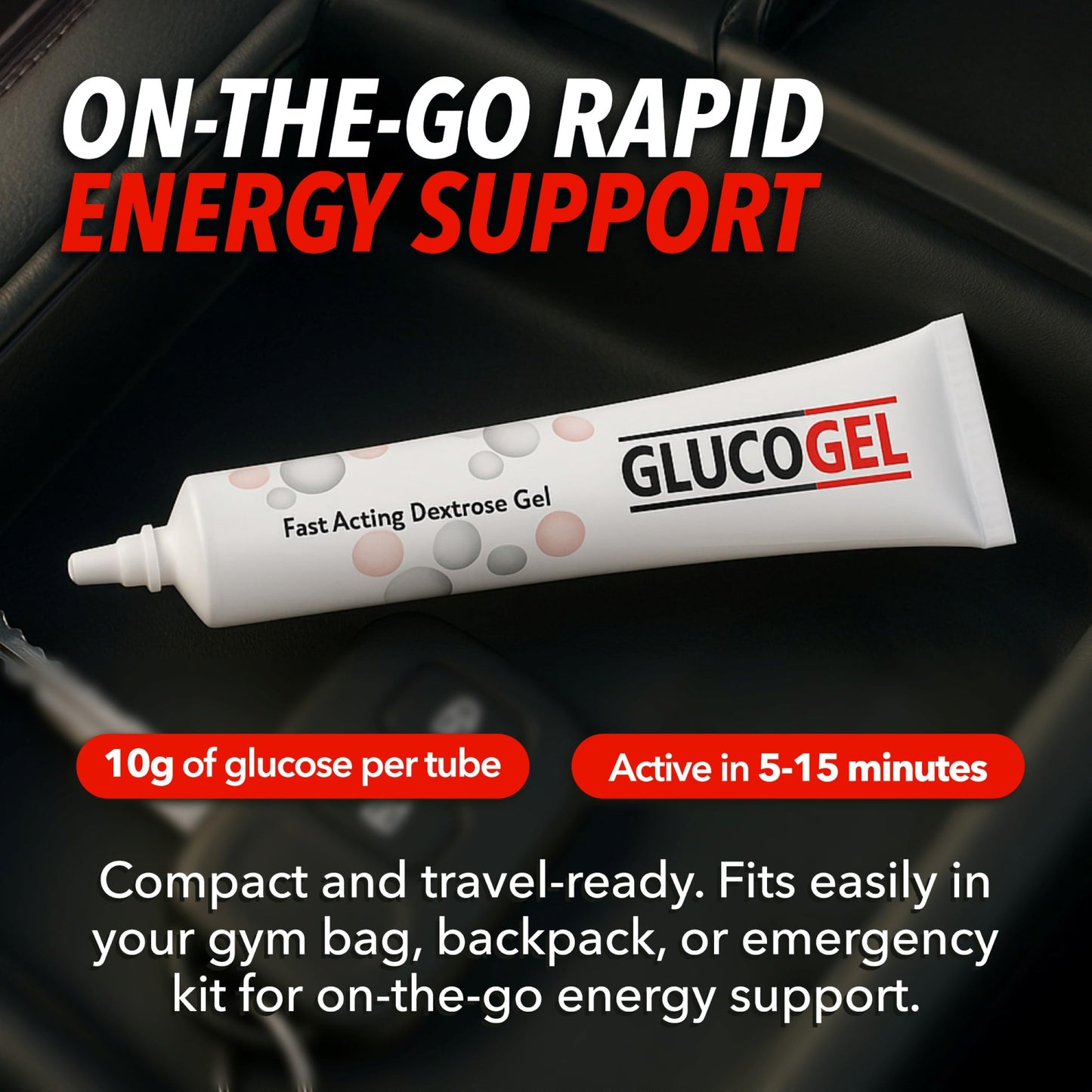 Glucogel GlucoGel Fast Acting Glucose Energy Gel, Rapid Support for On-the-Go, Original Unflavoured, 10g of Glucose per Tube, 3 Count (Pack of 1)