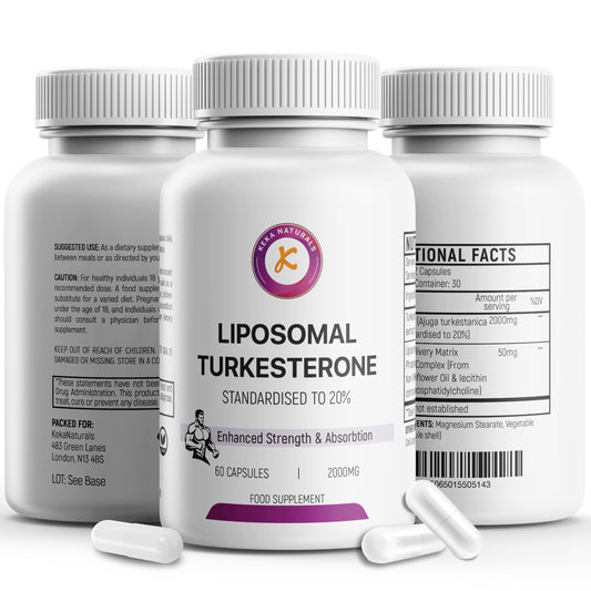Keka Naturals Liposomal Turkesterone 2000mg, 60 Capsules, Standardised to 20%, Ajuga Turkestanica Extract, Ultra High Absorption, Strength & Muscle, No Additives, Non-GMO, 60 Capsules
