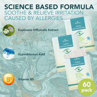 NOVEHA Antimicrobial Eyelid & Lash Wipes | For Itchy, Dry Eyes, Styes & Blepharitis, Gentle & Natural 0.02% Pure Hypochlorous Acid Cleansing Wipes, Hypoallergenic & Soothing For Sensitive Eyes, Pack of 60