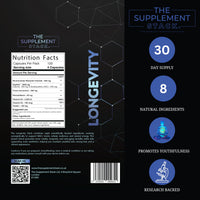 The Supplement Stack Longevity - Anti-Aging NAD+ Supplement with Nicotinamide Riboside, Glycine, NAC, Trans-Resveratrol, Pterostilbene, Fisetin & Vitamin D3/K2 for Cellular Health, Energy, and Vitality – Premium Formula
