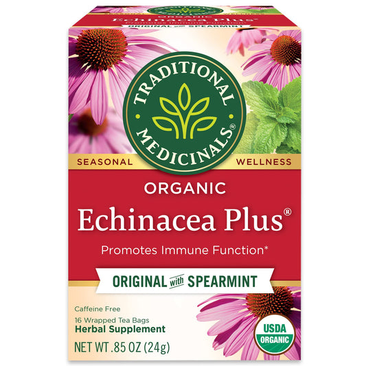 Traditional Medicinals Organic Echinacea Plus with Spearmint Herbal Tea, Promotes Immune Function, (Pack of 1) - 16 Tea Bags