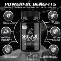 Valrock Shilajit 6-in-1 Capsules 4,000mg - 60 Days - Added Ashwagandha, Maca Root, Chaga, Ginseng & Sea Moss - High Strength Muscle Building & Performance Capsules for Men & Women