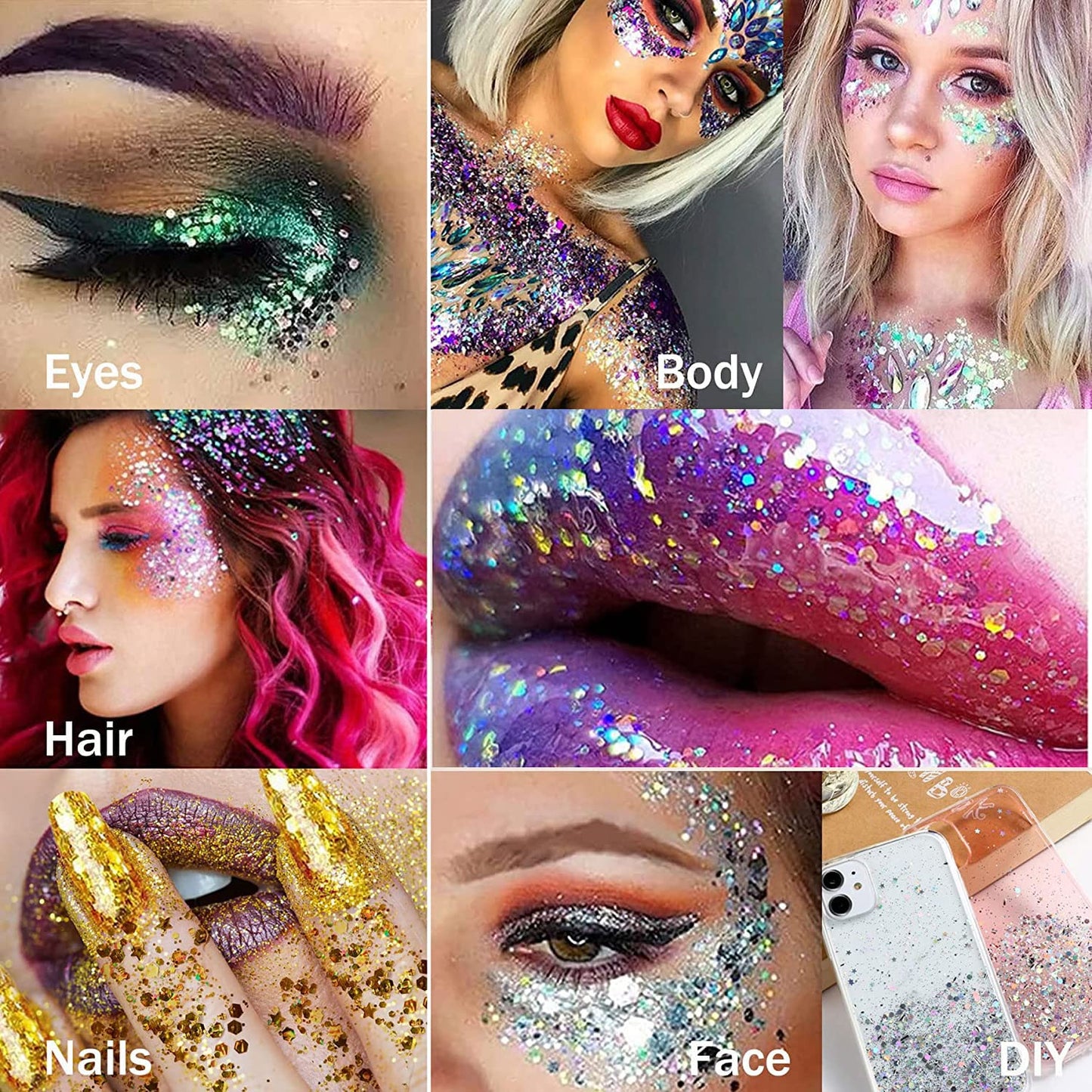 ZDHSOY Body Glitter - Face Glitter, Mermaid Face Glitter Gel, Singer Concerts Sequins Glitter Face Paint, Chunky Glitter for Eye Lip Hair, Sparkling Holographic Gel for Women (Blue)