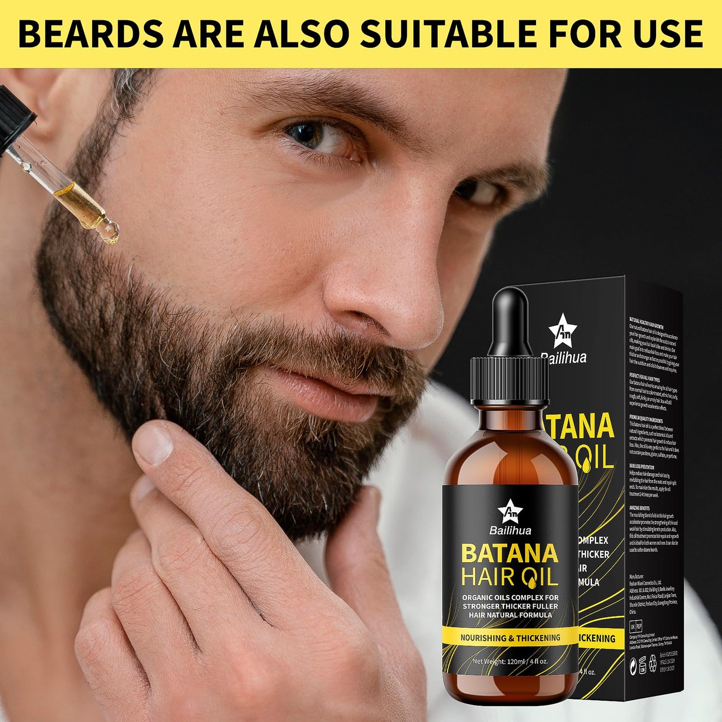 AN BAILIHUA Beard Growth Kit Batana Oil for Hair Growth Kit with Biotin Derma Roller Scalp Massager Comb Empty Travel Bottle Hair Beard Growth Thickening Product Hair Loss Treatment for Men Women 120ml