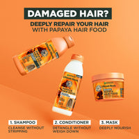 Garnier Hair Food 3-in-1 Hair Treatment Mask, Intensely Nourishes and Repairs Hair, For Damaged Hair, No Silicones, Vegan Formula, Papaya, Ultimate Blends, 400ml