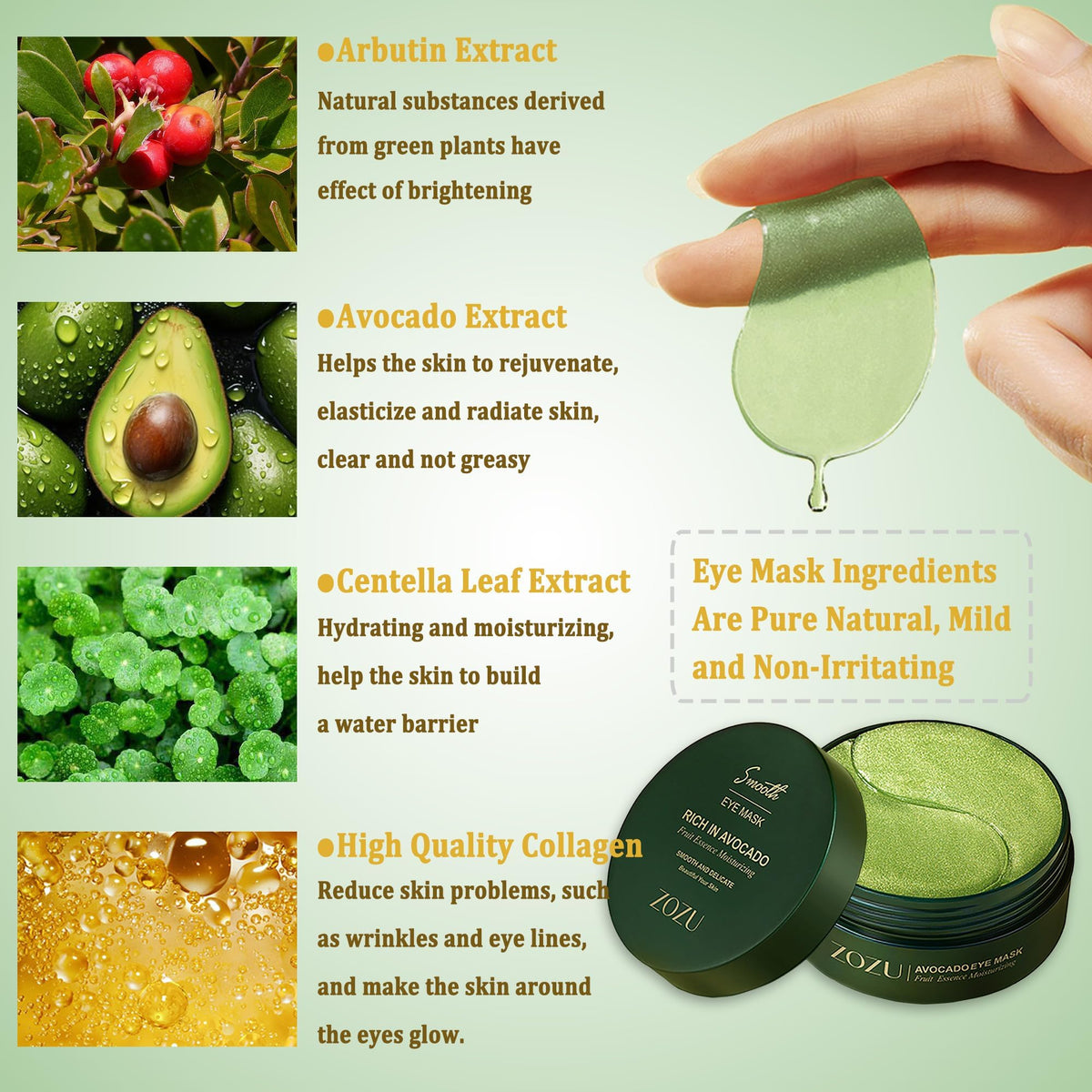 CGBOOM Under Eye Patches, Collagen Under Eye Mask, Dark Circles Under Eye Treatment, Puffy Eyes Bags Under Eyes Removal, Anti-Aging, Reduce Wrinkle, Skincare, Hydrating - 30 Pairs (Avocado)