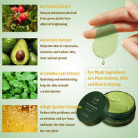 CGBOOM Under Eye Patches, Collagen Under Eye Mask, Dark Circles Under Eye Treatment, Puffy Eyes Bags Under Eyes Removal, Anti-Aging, Reduce Wrinkle, Skincare, Hydrating - 30 Pairs (Avocado)