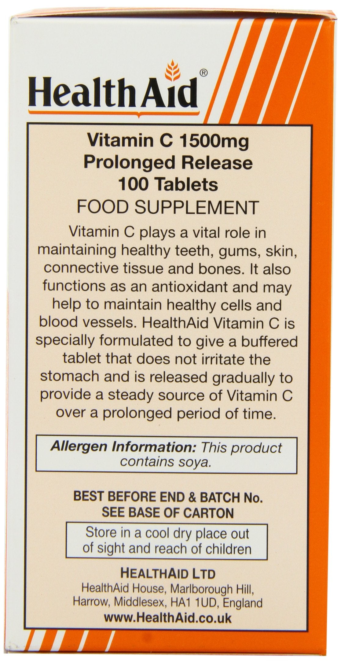 HealthAid Vitamin C 1500mg - Prolong Release - 100 Vegan Tablets