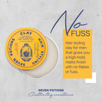SEVEN POTIONS Seven Potions Men's Hair Styling Clay — Natural, Water-Based, Matte Hair Wax, High Hold Hair Styling Product — 100% Vegan, Cruelty Free (100ml)