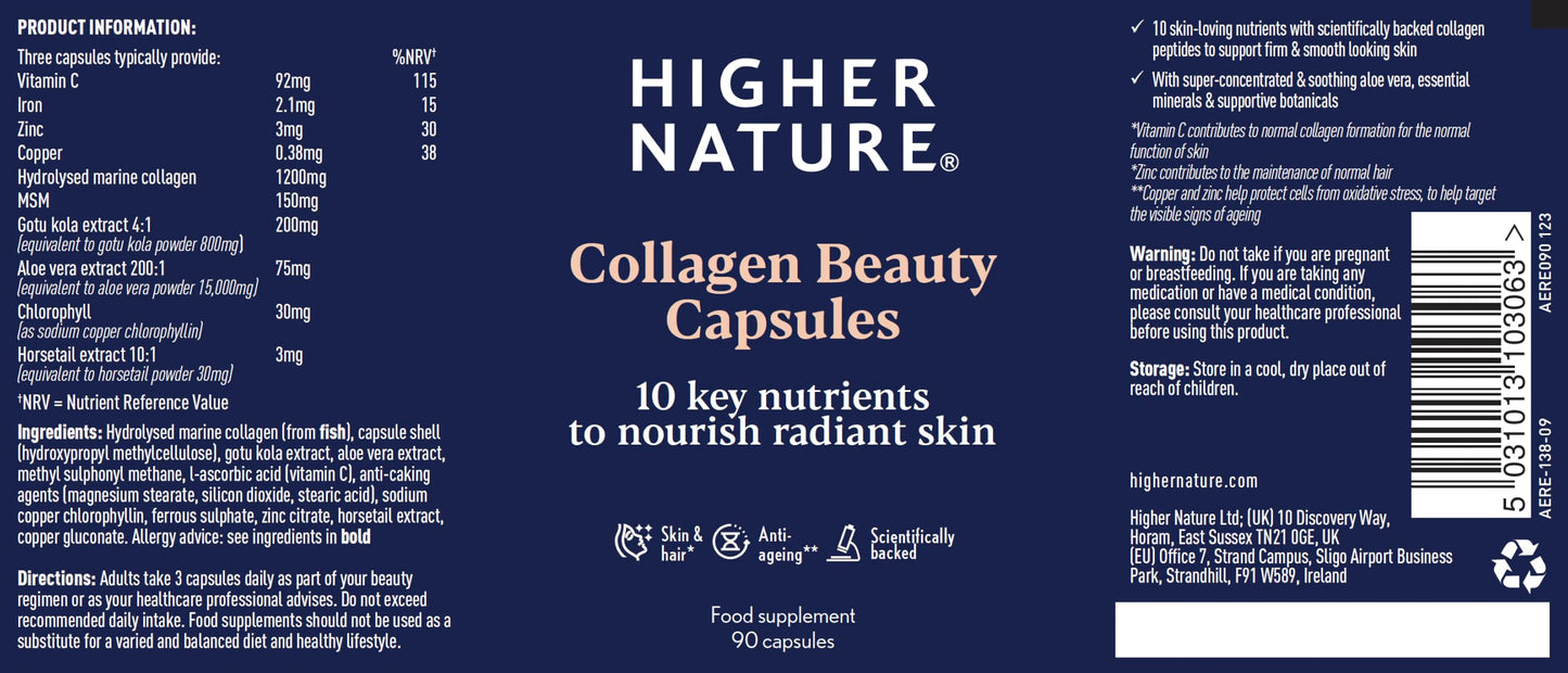 HIGHER NATURE Higher Nature Beauty Collagen Capsules - 90 Capsules