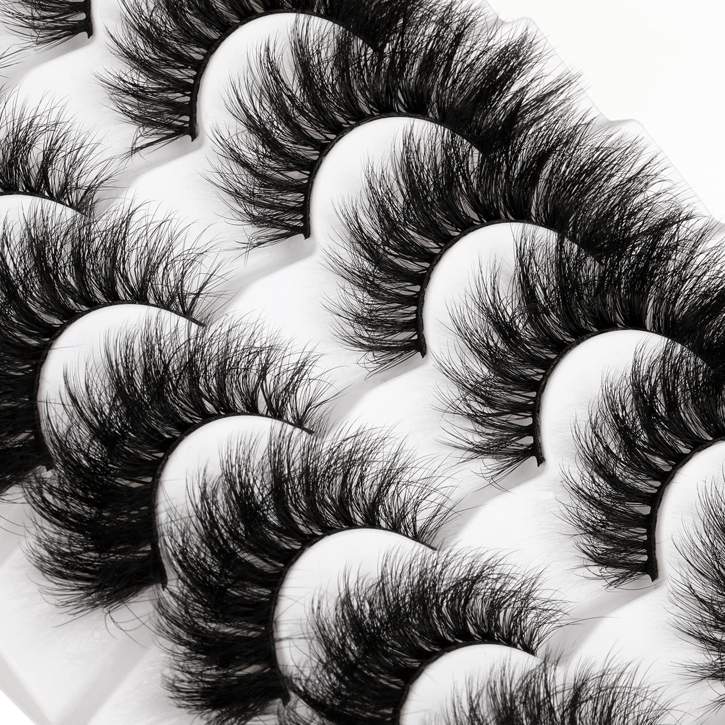 Kiromiro Lashes 20mm Fluffy False Eyelashes Thick Volume Dramatic Cat Eye Lashes 7 Pairs Long Strip Wispy Lashes Pack