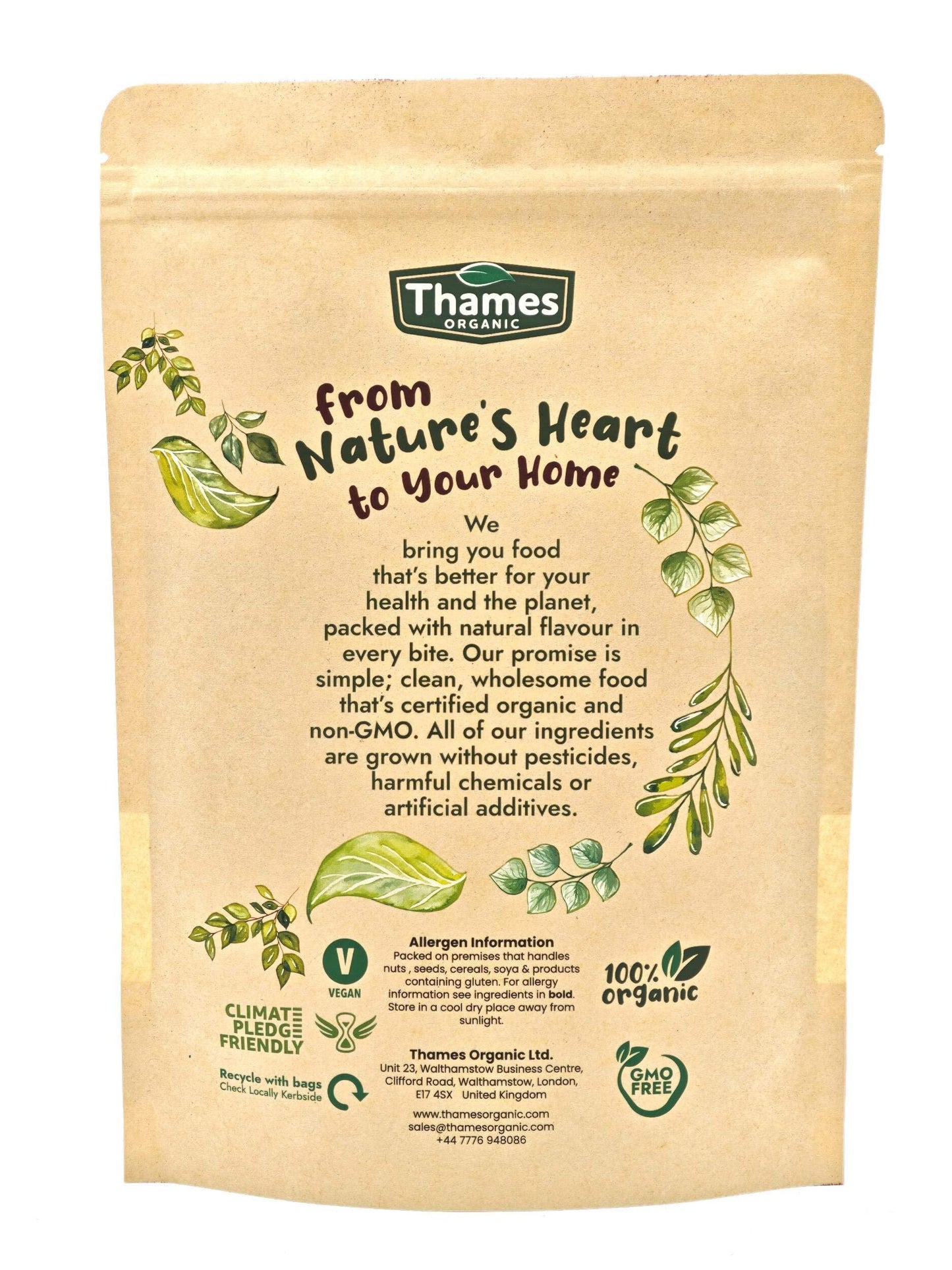 Thames Organic Organic Rice Protein Ground: Premium Plant-Based Protein for Health & Fitness Enthusiasts - Vegan-Friendly 250g