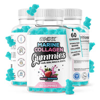 ONYX INGREDIENTS 101 Onyx Marine Collagen 2200mg with Hyaluronic Acid & Biotin - High Strength Collagen Supplements for Women & Men - 60 Vegan Gummies