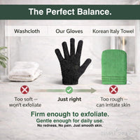 Temple Spring Exfoliating Glove, Carbonized Rayon Bamboo Body Scrubber, Loofah Exfoliating Mitt, Shower Scrubber Wash Cloth, Body Exfoliator Scrub, Loofa Shower Gloves Bath Sponge - Forest Green